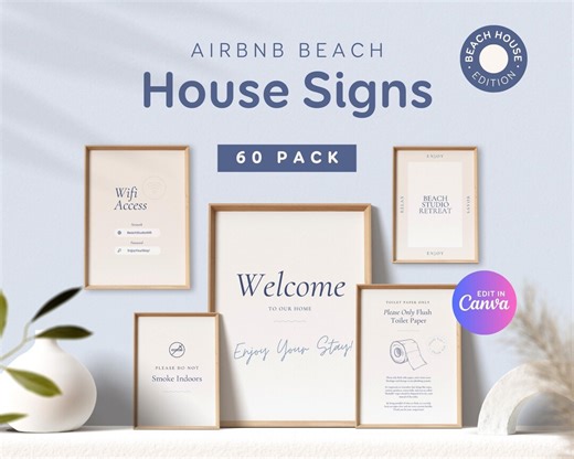Modern Airbnb Signs | Airbnb Posters, House Signs, Welcome Sign, Welcoming Signs Printable House Rules, Review, Wifi, Canva Templates, BC1 - Etsy