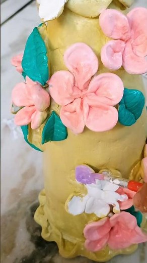 DIY Wall Putty Flower Vase 🌸 | Easy Home Décor Idea | The Colourful Hands #craft #diy #flowervase