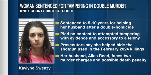 Woman sentenced for helping accused killer in northeast Nebraska double-homicide