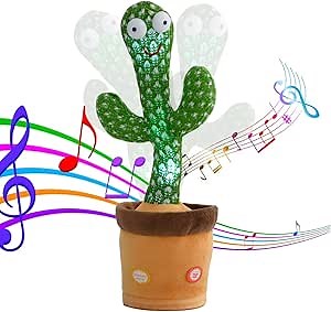 Dancing Cactus Toy for Kids, Interactive Electronic Singing, Talking, Recording Plush Cactus, Baby Educational Toy for Hand-Eye Coordination and Playtime Fun