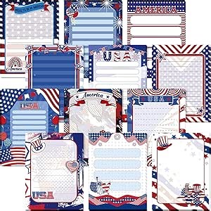 Lincia 36 Pack Patriotic 4th of July Notepads Gifts Bulk Memorial Day Red White Blue Mini Notebook Star Memo Pad for Women Men Office 250th Anniversary Party Supplies(Stylish)