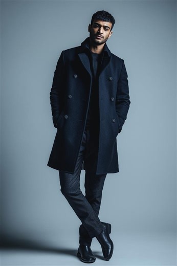 Navy Blue Wool Peacoat Men Double Breasted Formal Winter Coat Wedding Groom Overcoat - Etsy