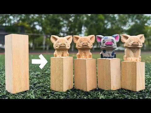 How to carve a piggy🐷 如何木雕一隻小豬