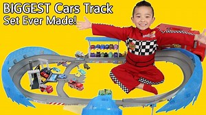 The BIGGEST Disney Cars Track EVER MADE!! Ultimate Florida Speedway Fun Time With Ckn ToysWOW look at this Disney Cars 3 Ultimate Florida Speedway Track Set guys. This is the BIGGEST Disney Cars Track Set ever made and is also one of our favorite Cars track too.Today we have everyone here for the big race including Lightning McQueen, Jackson Storm, Cruz Ramirez, Doc Hudson, Ramone, Miss Fritter and many many more.Who will be the champion this time? Prepare for climatic Disney Pixar Cars 3 race a
