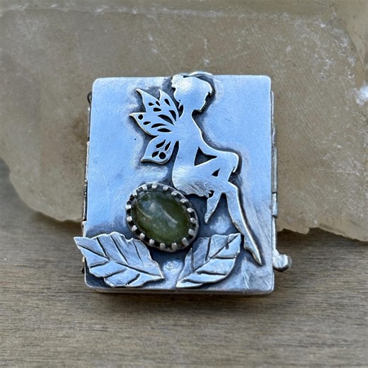 Sterling Silver Locket Necklace With Tourmaline, Garnet and Peridot, Fairy Jewellery With Flowers Inside