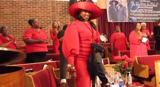 The “Lady In Red!” Oh So Elegant and Classic!♥️🖤❣️🖤 Calvary Baptist Church Celebrates Pastor’s 15th Pastoral Anniversary. Thank you for your Patronage First Lady Thursday Flint. ❣️ You Look Absolutely Gorgeous, Such a Classic and Ageless Look! Very Elegantly done! ❣️🖤 Just the right touch with the black crown and red brim! Stunning she is!❤️🖤❣️🖤 | Bella Wayne Couture Boutique