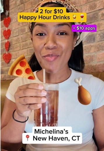 Happy hour deals at Michelina’s in New Haven, CT 🍹 I had a ball that night around lots of good energy! Where’s your favorite happy hour spot in CT? 👀 #michelinasnewhaven #cttok #happyhourct #maybechirese #reeseybandzzz