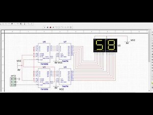 Multisim Simulation of a digital circuit that counts from 00 to 99 using two BCD counters (74LS190)