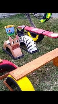 Cómo hacer un sube y baja, con neumático y madera ♻️✅