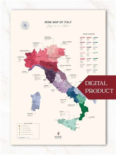 Italian Wine Map: Regions & Appellations Art (digital Product) - Etsy