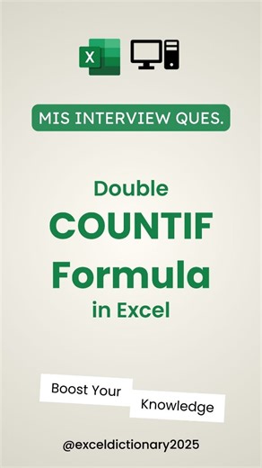 Excel Dictionary | Excel Expert | Double Countif formula in Excel! | MIS Interview Question | Comment 'FILE' 👇and I'll send you this sheet. #excel #exceltips #exceltricks... | Instagram