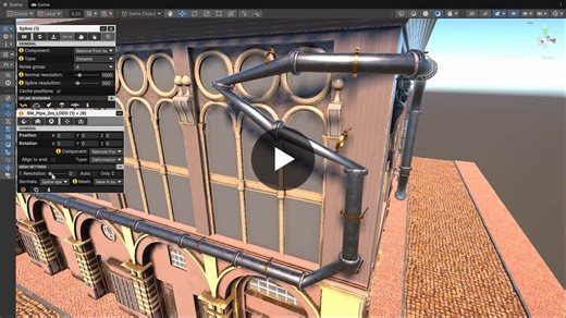 Most 3D assets aren’t built for spline deformation. But Spline Architect just fixed that. You can now use any 3D asset from the Unity Asset Store or elsewhere. Just increase the mesh resolution and… | Mikael Danielsson