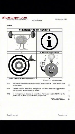 English FAL P1 Grade 12 November 2024 memo at allpastpapers.com