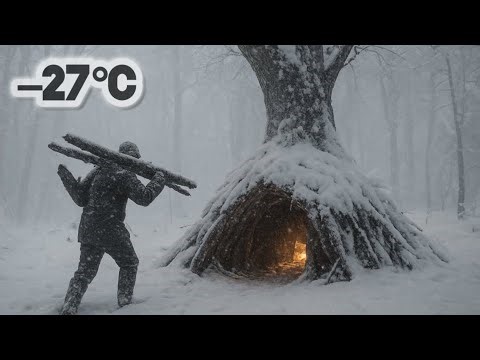 Surviving a −27°C (−17°F) Blizzard | Alone in a Hot Tent- no sleeping bag