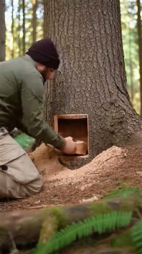 He Built a Secret Tunnel Home Inside a Fallen Tree 🌲🏡