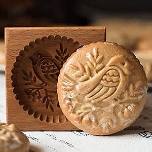 Wooden Bird Cookie Molds, Press Type Cookie Cutter With 3D Bird Shape Hand-carved Imprint Molds Stamp Chocolate Biscuits Cake DIY Baking Tool