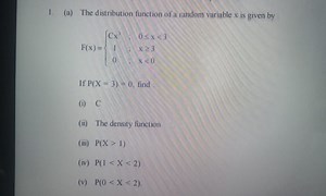 (a) The distribution function of a random variable X is given b... | Filo