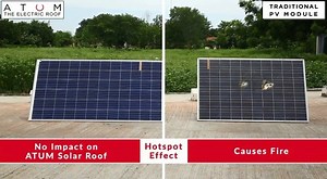 Are you scared of hotspots decreasing the efficiency of your PV panel? Worry no more! ATUM Solar Roof remains unaffected by hotspots while traditional, weak PV panels catch fire in no time. #AtumbyVisaka #ATUM #Solarpanel #Sustainable #PhotoVoltaics #Solar #Renewableenergy #SolarPower #Energy #SolarEnergy #Electricity #Power #Greenenergy #Sustainability | ATUM