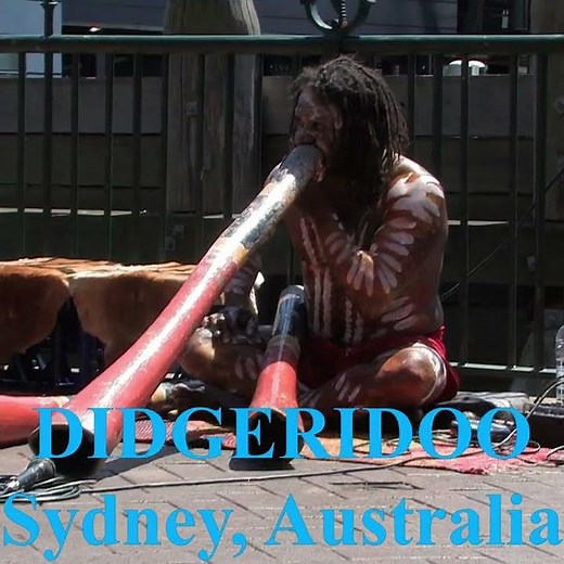 Aboriginal Didgeridoo playing at Sydney, Australia