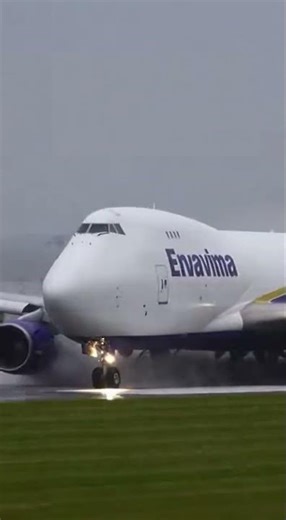 Cargo Plane Takeoff in Heavy Rain | Powerful Aircraft Departure from Wet Runway