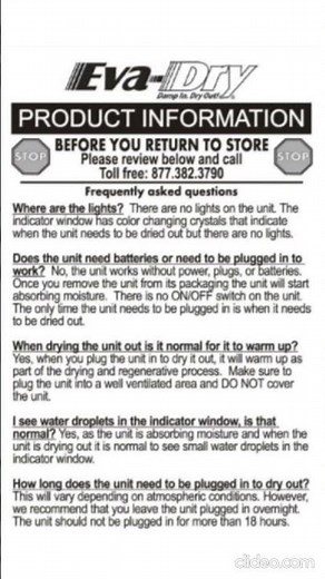 Eva Dry Mini Dehumidifier Manual
