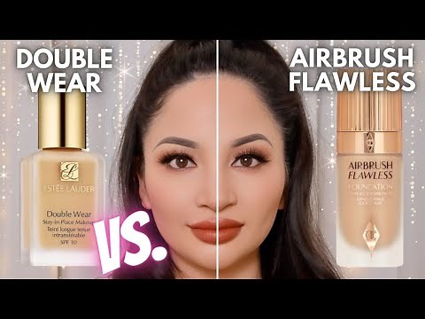 ESTEE LAUDER DOUBLE WEAR VS. CHARLOTTE TILBURY AIRBRUSH FLAWLESS FOUNDATION | Review & Wear Test!
