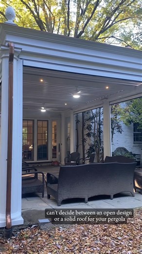 An operable louvered pergola allows for the best of both worlds in roof design #louvers #azenco #operablepergola #pergoladesign #roofdesign | FineHouse