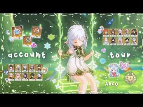 ar60 cute + aesthetic genshin acc tour ୧ ‧₊˚ 🍀 (5yrs, aesthetic, builds) | cozy genshin gameplay