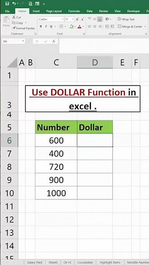 How to Use DOLLAR($) in Excel. #excel #shorts #excelformulas #tips