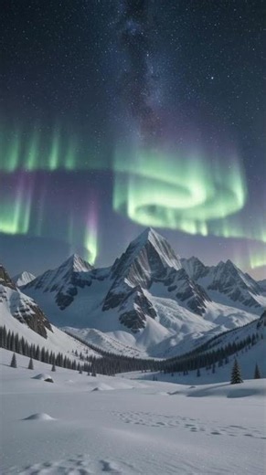 Nature’s Magic: Aurora Over the Mountains 🌌✨