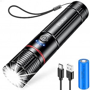 Blukar LED Torch Rechargeable, Super Bright Adjustable Focus Flashlight with 5 Lighting Modes - Upgraded LED Beads, IPX6 Waterproof, Long Life for Camping, Hiking, Emergency, Outdoor