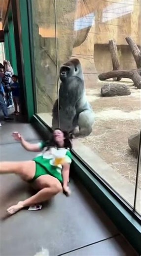 Drunk Girl Slips at Gorilla Enclosure | Zoo Fail #fail #funny #girlfail