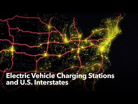 Animated Maps: Electric Vehicle Charging Stations and U.S. Interstates, 2022