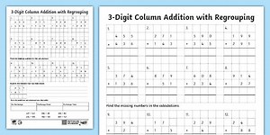 3-Digit Column Addition Worksheet