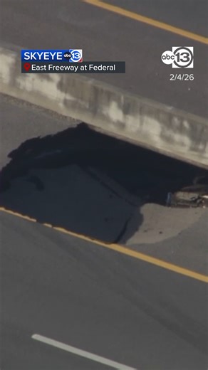 A sinkhole in the pavement on the East Freeway caused delays for Houston drivers on Wednesday, with officials saying the eastbound lanes could be closed at least until Monday due to repairs. Check current traffic conditions: http://www.abc13.com/traffic | ABC13 Houston