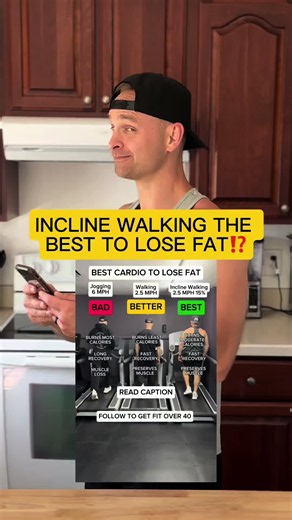 Follow to get fit over 40 and less time 💪🏻 What cardio is BEST for fat loss? Here’s the nuance… 👇🏼 🏃‍♂️ Running/Jogging: Yes, it burns the most calories during the workout… BUT it also creates the most fatigue, takes longer to recover from, and can interfere with your strength training performance if overdone. And if your goal is fat loss looking lean, toned, and athletic… preserving muscle matters. Why? Because muscle is metabolically active tissue — the more muscle you maintain, the more 