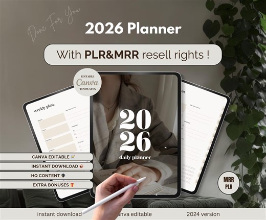 2026 Digital Planner, PLR Planners, MRR Digital Planner, Plr Journal, Plr Digital Product, Dfy Content, Plr Notebook, Mrr Digital Products - Etsy UK
