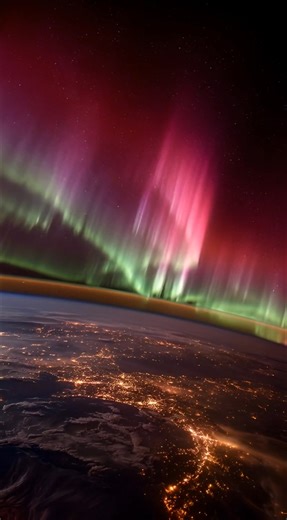 Proof Earth is alive: auroras pulsing across the atmosphere, captured from the ISS. No filters. No edits. Just space magic ✨🚀 | Ethereal Earth