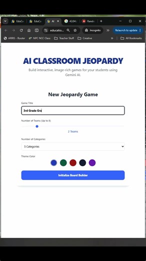 AI Builds Standards Based Classroom Jeopardy Game in Seconds