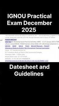 IGNOU Practical Exam datesheet and instructions out december 2025