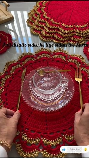 Beautiful Crochet Round Placemat Set 🧶 | Easy & Elegant Table Decor | Step by Step Tutorial #shorts