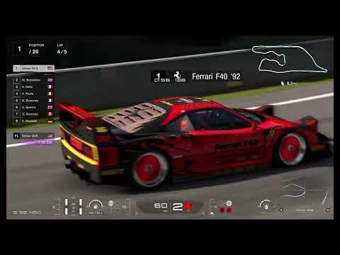 GT7 - HOT - Ferrari F40 '92 with F140B-Enzo Engine - European Clubman Cup 600- Deep Forest Raceway