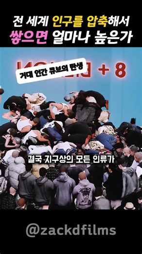 인류 압축 프로젝트: 전 세계 인구의 실제 부피와 높이 비교 #education #statistics #scale #facts #visualization