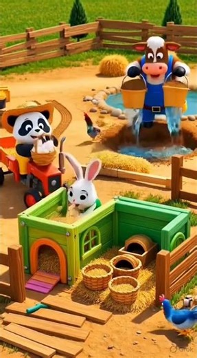 Cute Animals Build a Happy Chicken Egg Farm with Tractors & Pond 🐔🥚🚜