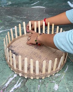 Storage Pot With Ice cream sticks and Jute #jutecraft #recycling #deepscraft | Deep's CRAFT