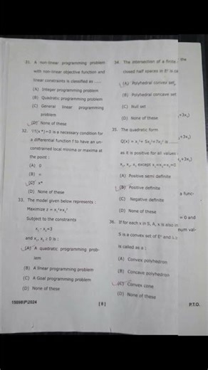 MA Maths Private 2nd year 2024 Paper (Non-Linear Programming Problem) | CCSU | Meerut