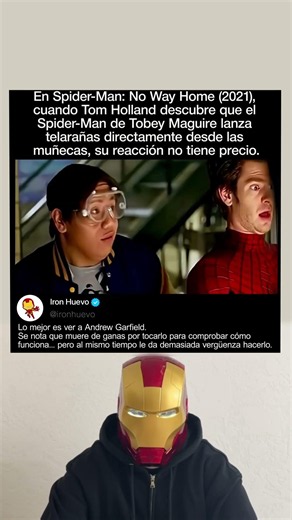 En Spider-Man: No Way Home (2021), las telarañas de Tobey Maguire sorprenden a Tom Holland