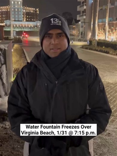 Frozen Fountain at Virginia Beach Oceanfront