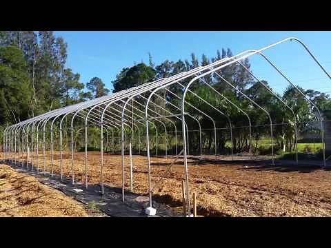 High Tunnel Installation (part 2) - FarmTek 30x72 - trusses in