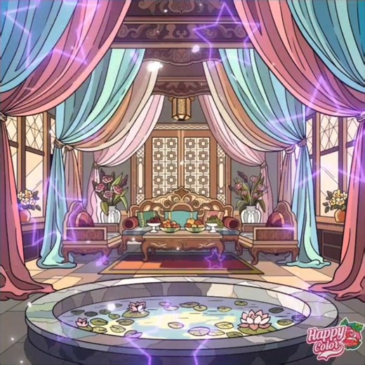 Colour with me a beautiful indoors in Happy Color App.